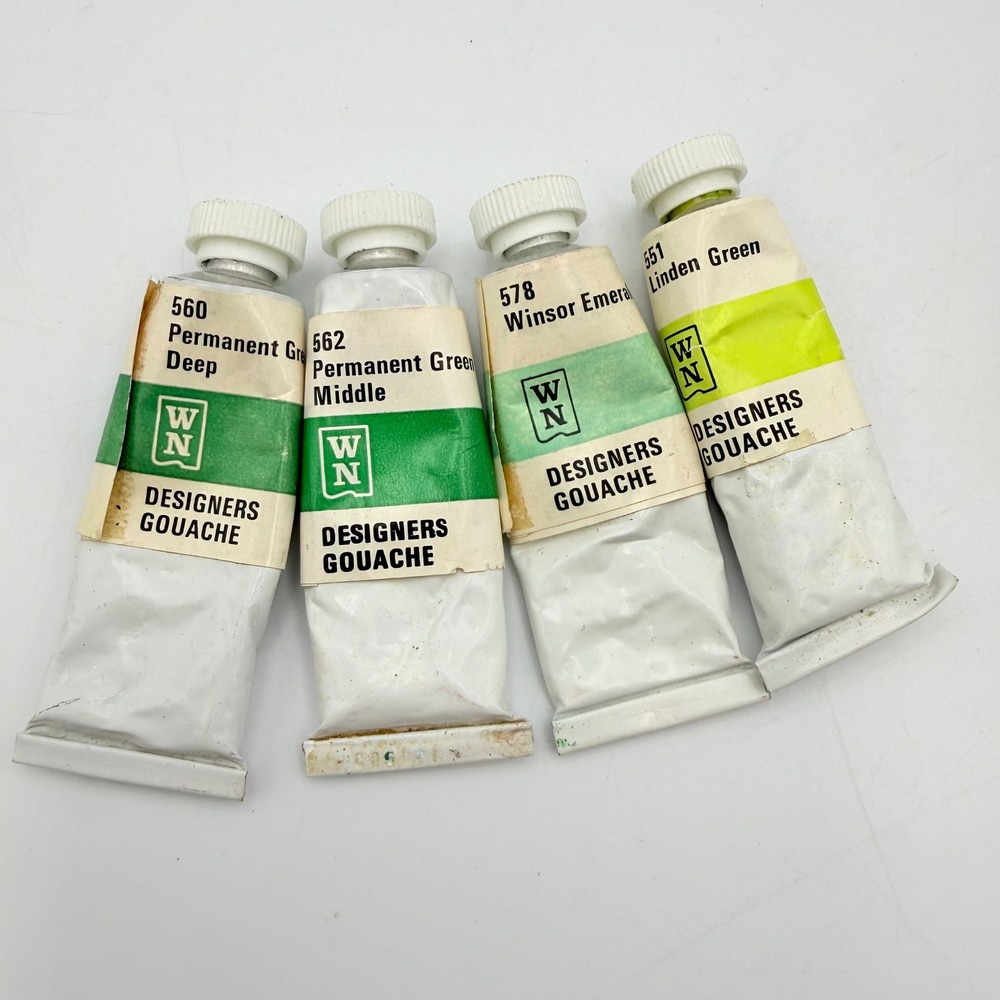 Winsor & Newton Designers Gouache Paint 14ml 4 Tubes Greens 560 562 578 551